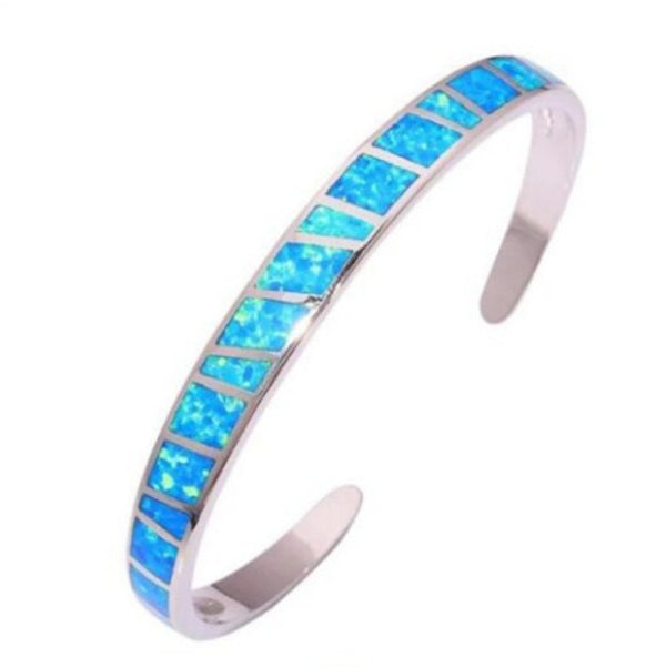 Blue Opal Open Bangle Bracelet Jewelry