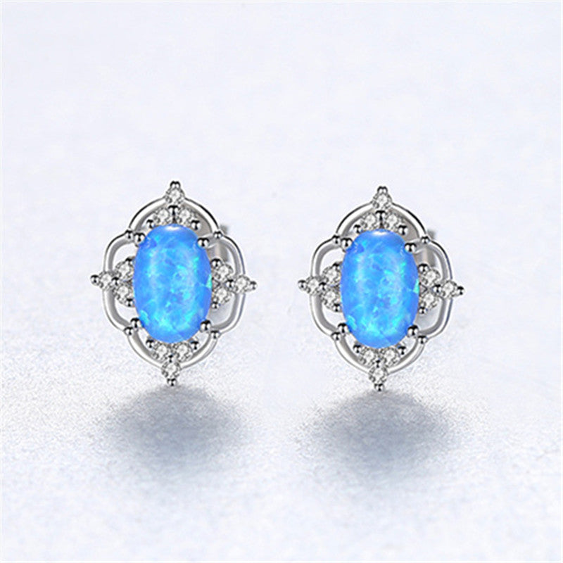 Fashion Korean Style 925 Silver Opal Earrings