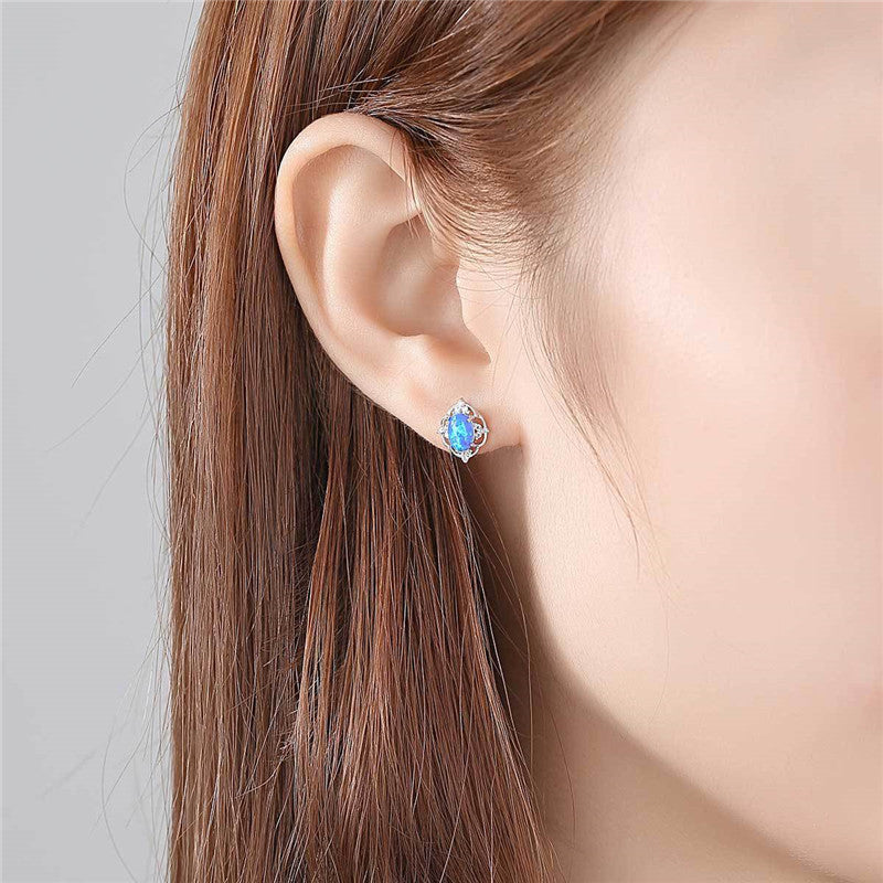 Fashion Korean Style 925 Silver Opal Earrings