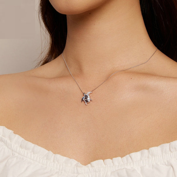 New S925 Silver Turtle Necklace Female