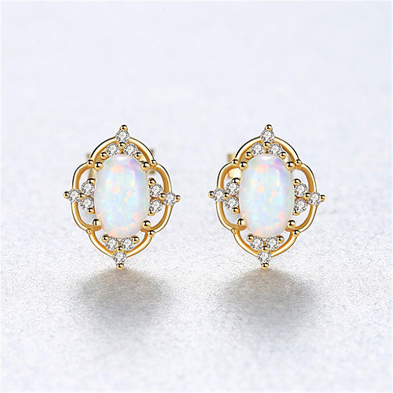 Fashion Korean Style 925 Silver Opal Earrings