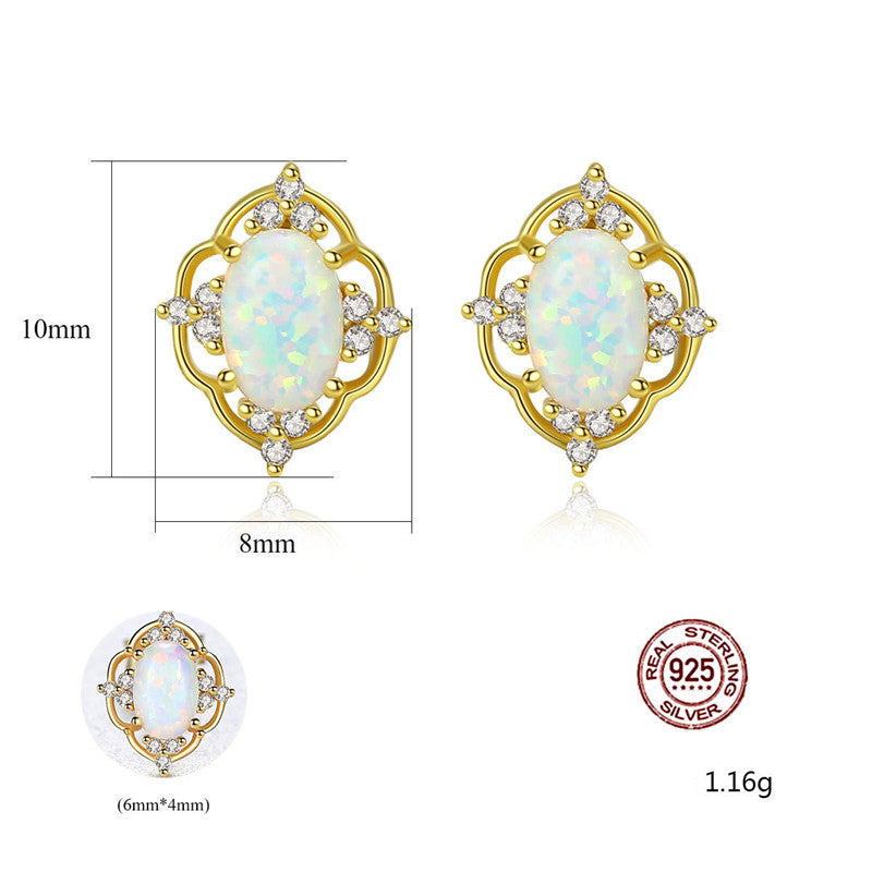 Fashion Korean Style 925 Silver Opal Earrings