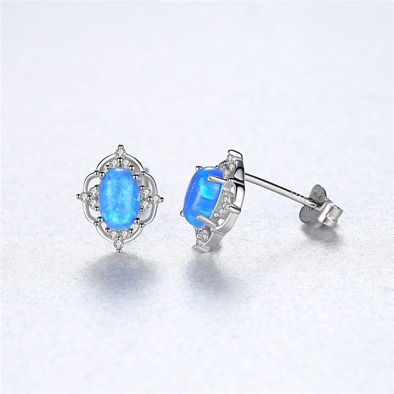 Fashion Korean Style 925 Silver Opal Earrings