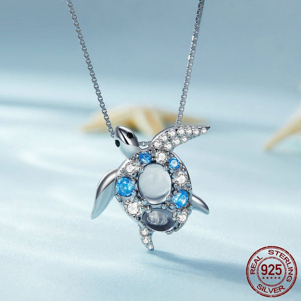 New S925 Silver Turtle Necklace Female
