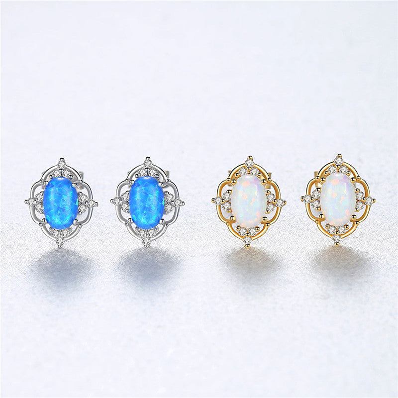 Fashion Korean Style 925 Silver Opal Earrings