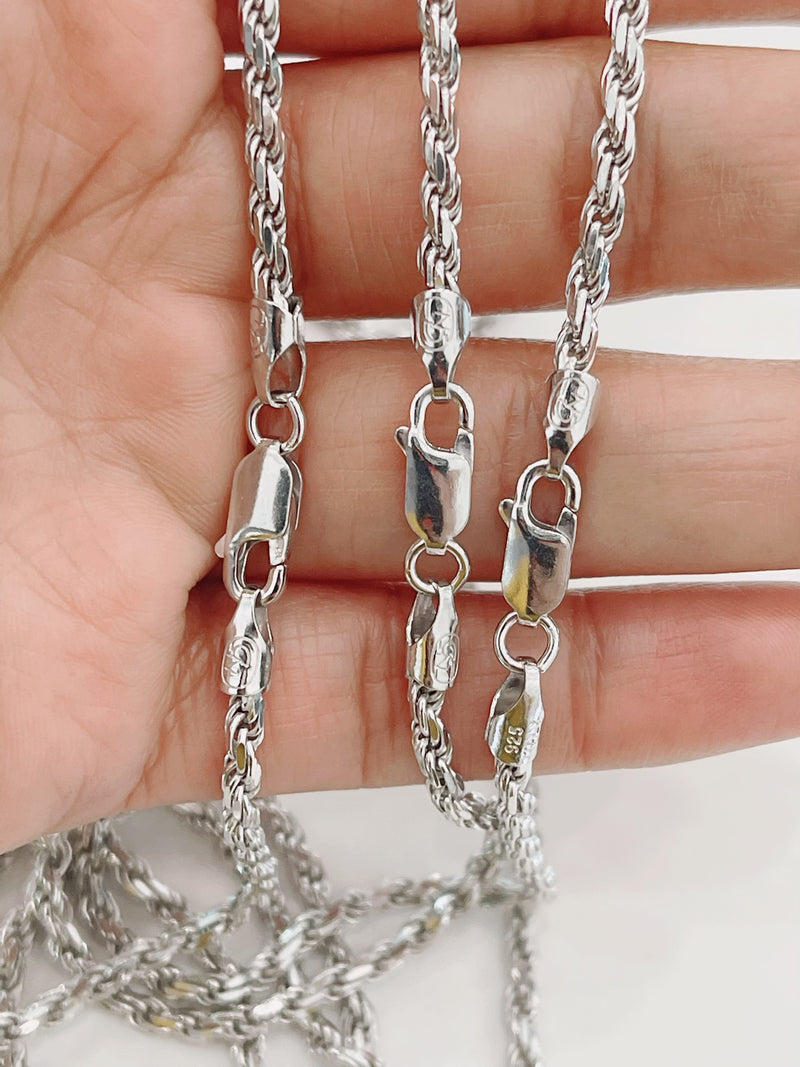 925 ITALIAN SOLID STERLING SILVER ROPE CHAIN