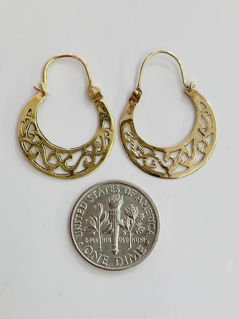 14KT GOLD MINI CUBAN HOOP EARRINGS