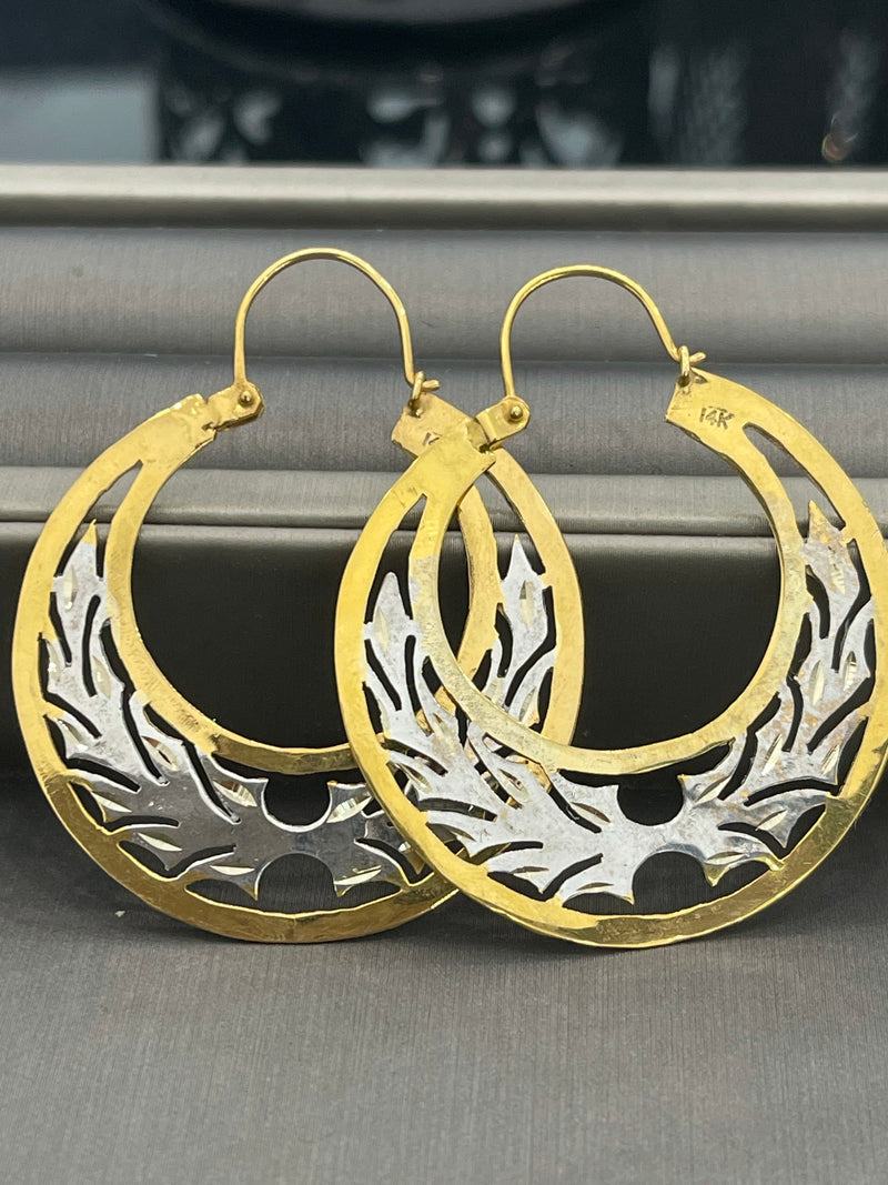 14KT GOLD CUBAN HOOP EARRINGS