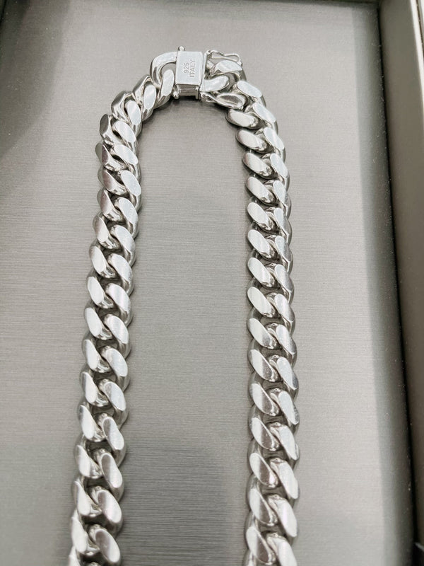 SUPER HEAVY 925 STERLING SILVER CUBAN LINK CHAIN 24”