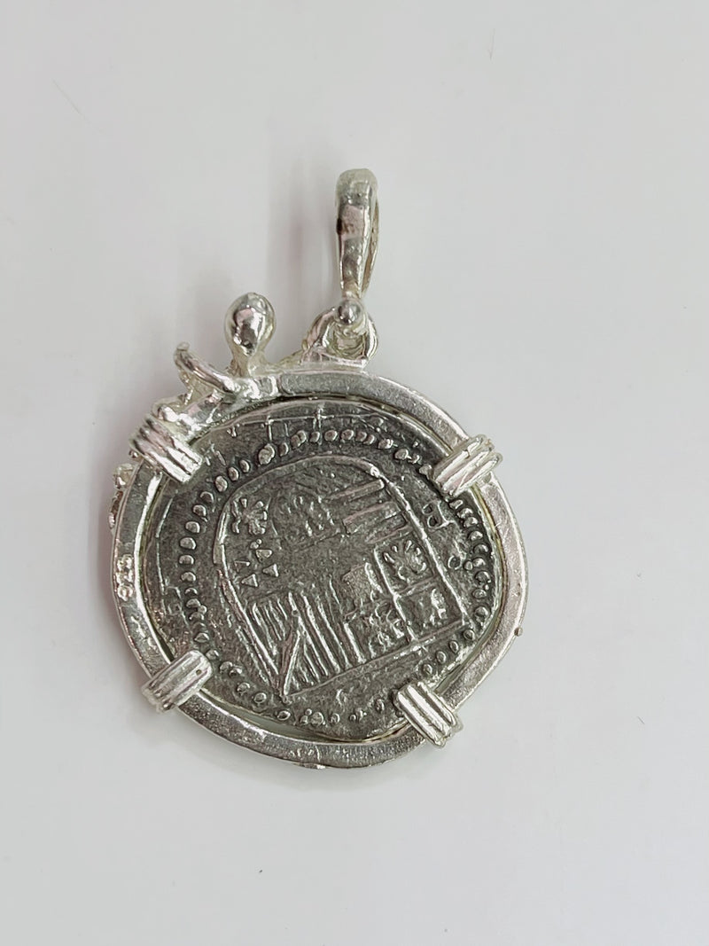 NUESTRA SENORA DE ATOCHA SILVER COIN PENDANT IN OCTOPUS BEZEL