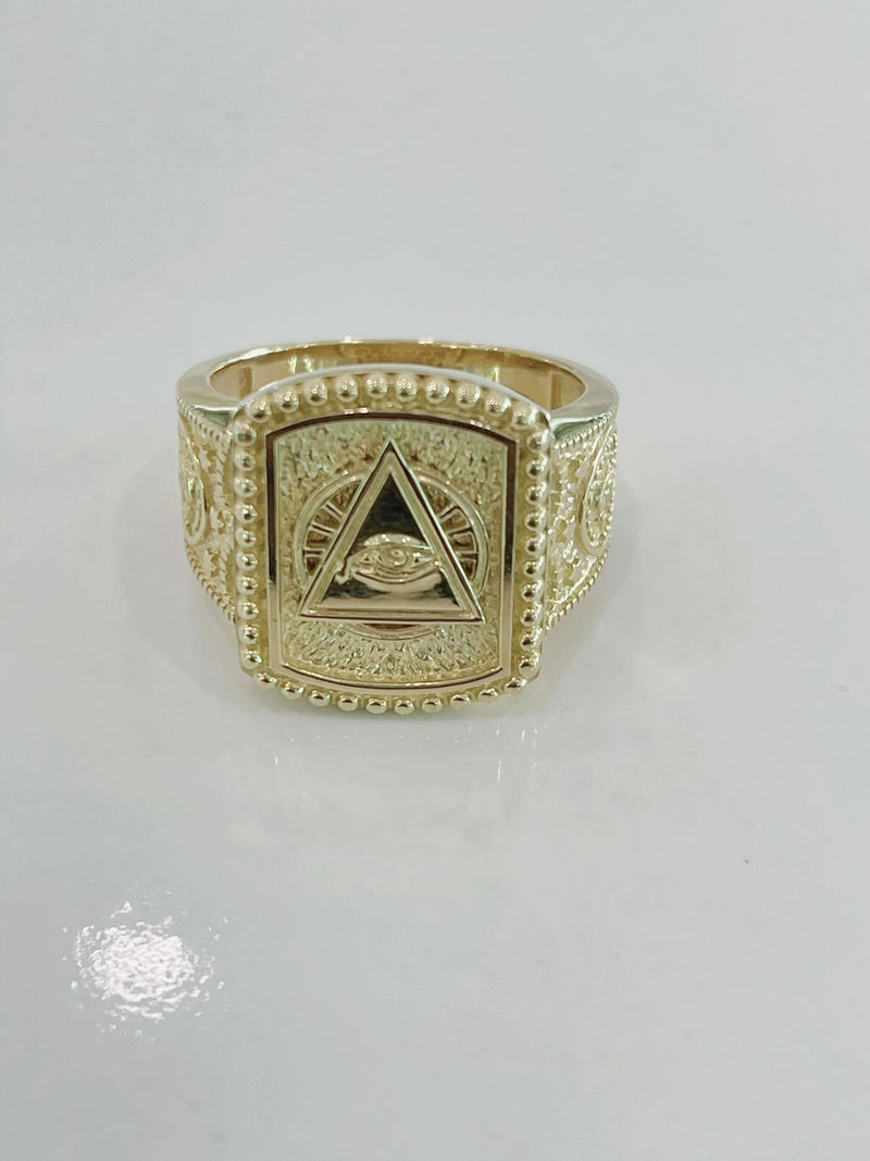 14KT SOLID REAL GOLD THE EYE OF PROVIDENCE RING