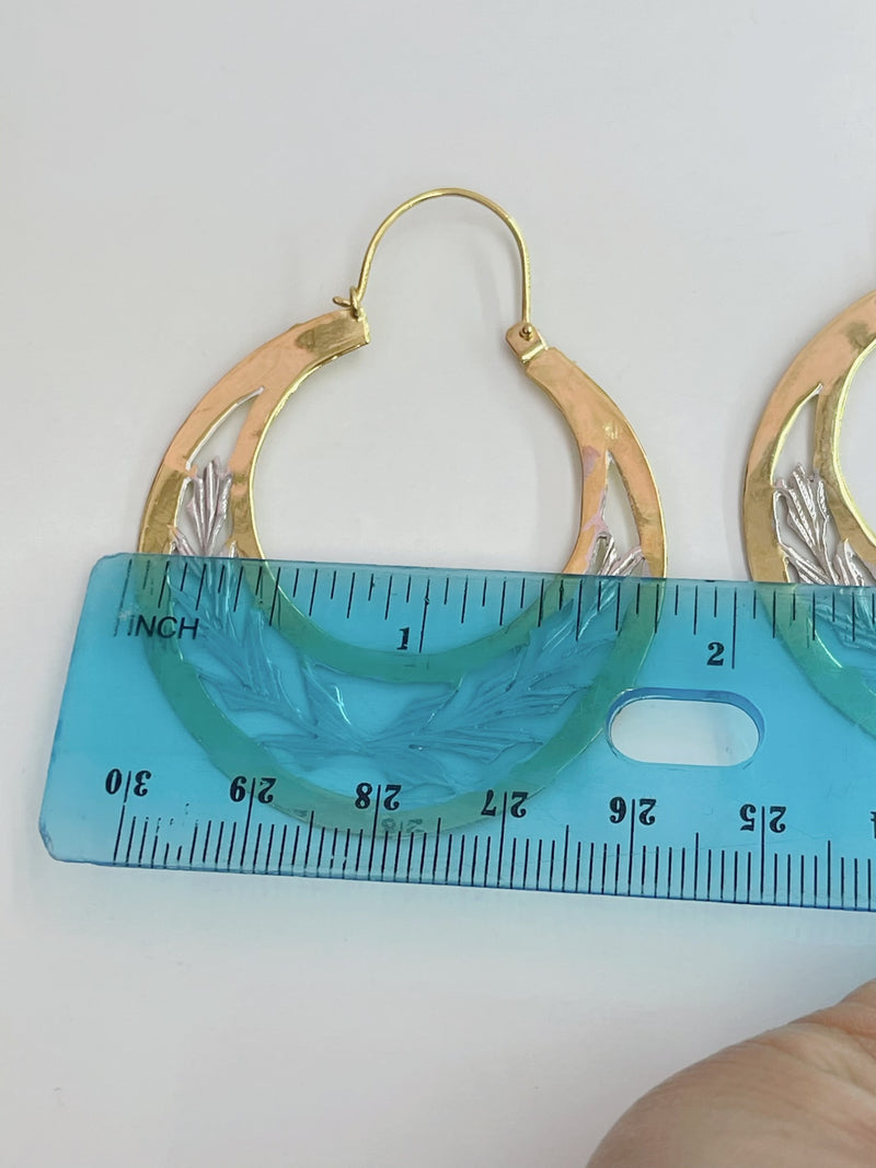 14KT GOLD LARGE CUBAN HOOP EARRINGS