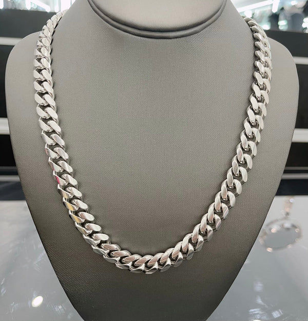 SUPER HEAVY 925 STERLING SILVER CUBAN LINK CHAIN 24”