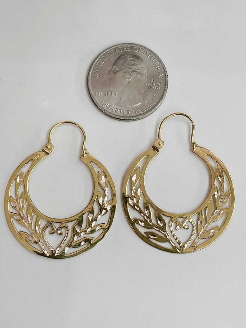 14KT GOLD CUBAN HOOP EARRINGS MEDIUM