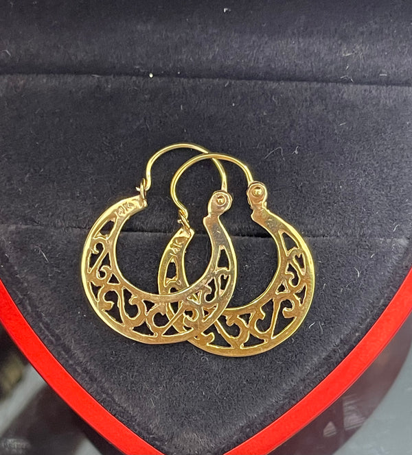 14k gold baby Cuban hoop earrings